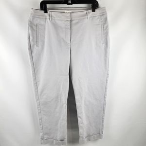 Chicos Womens So Slimming Serene Stretch Cropped Trouser Cuff Light Gray 14R/2.5